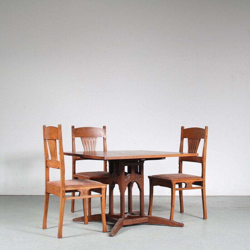 Vintage dining set by Gerrit Willem Dijsselhof for E.J. van Wisselingh, Netherlands 1900s