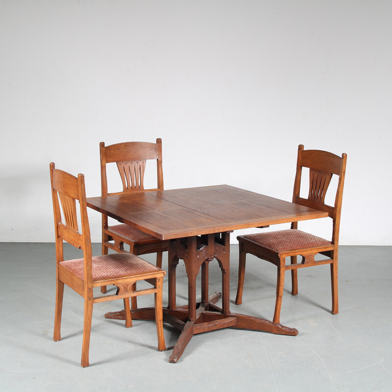 Vintage dining set by Gerrit Willem Dijsselhof for E.J. van Wisselingh, Netherlands 1900s