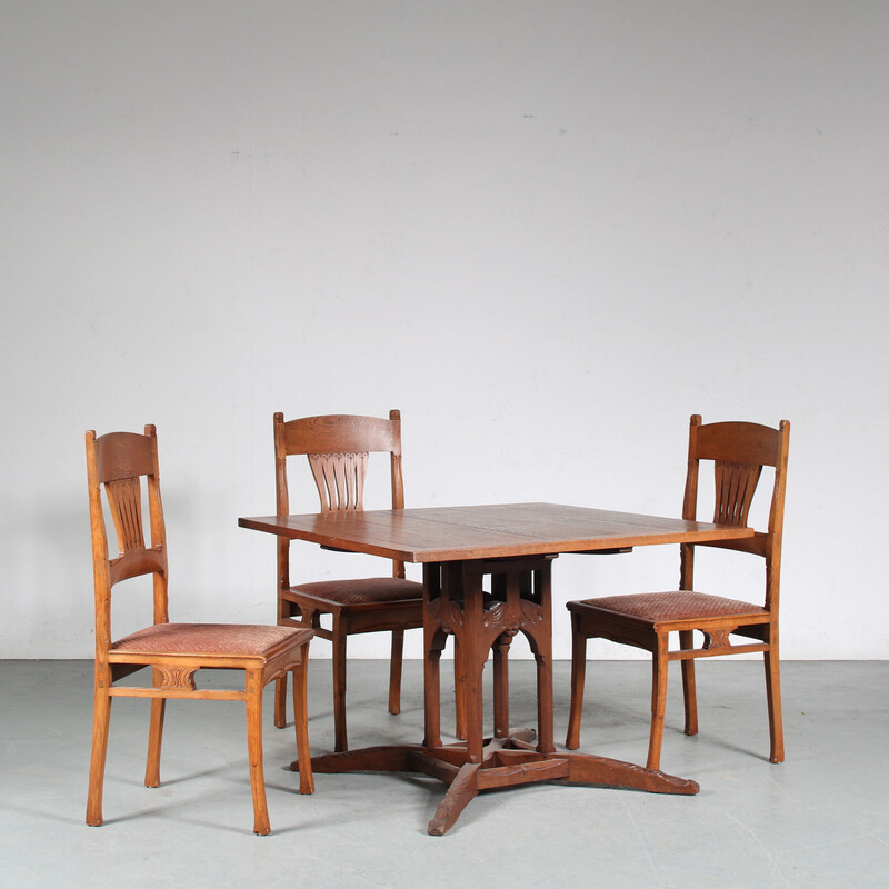 Vintage dining set by Gerrit Willem Dijsselhof for E.J. van Wisselingh, Netherlands 1900s