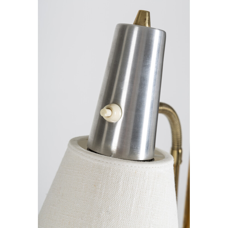 Vintage double floor lamp in brass and metal by Falkenbergs Belysning, 1960