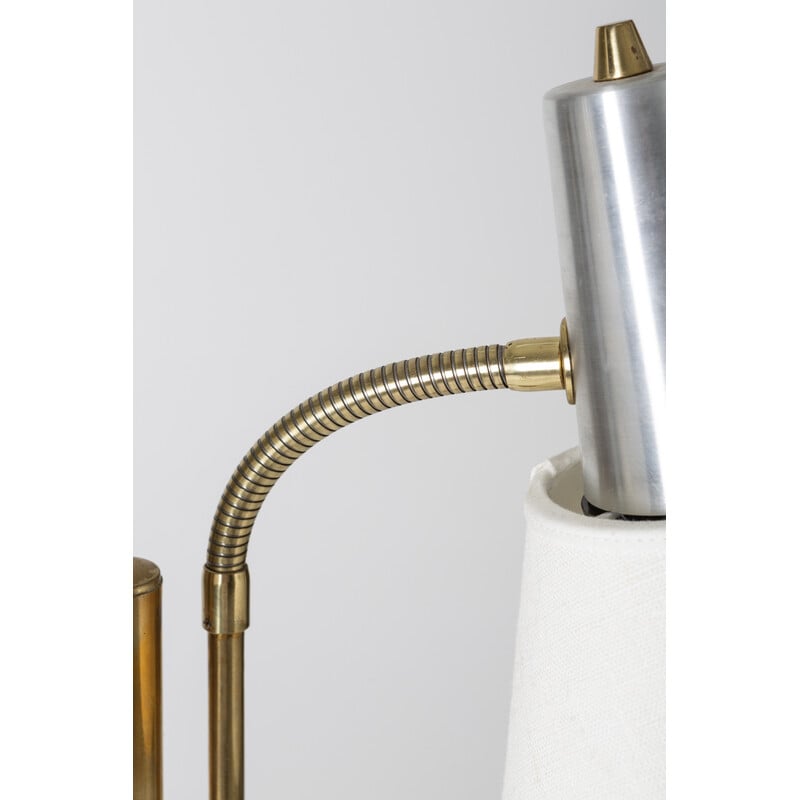 Vintage double floor lamp in brass and metal by Falkenbergs Belysning, 1960