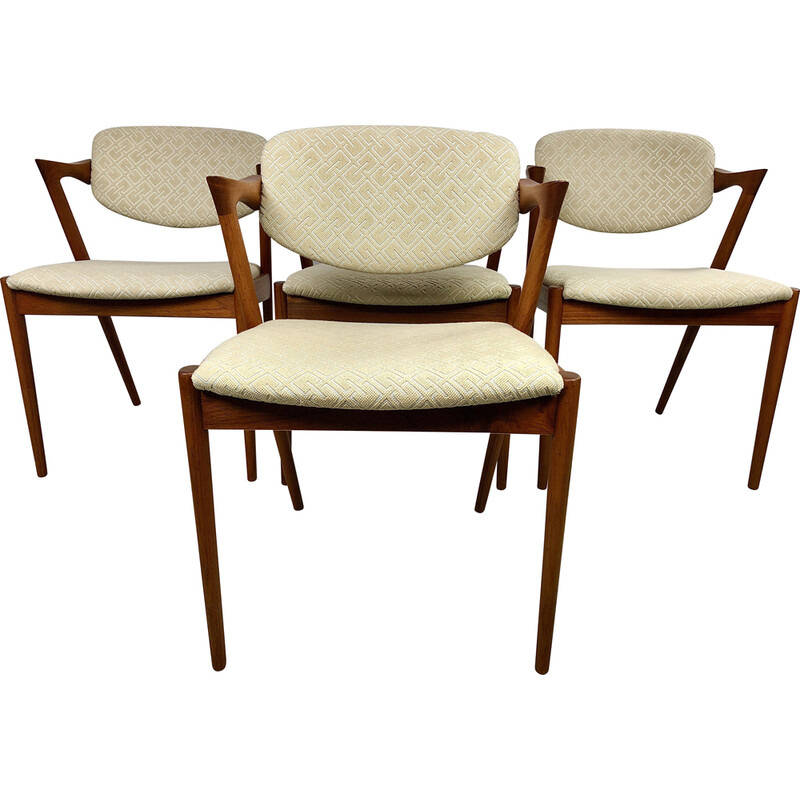 Set of 4 vintage teak dining chairs by Kai Kristiansen for Schous Møbelfabrik, 1960s