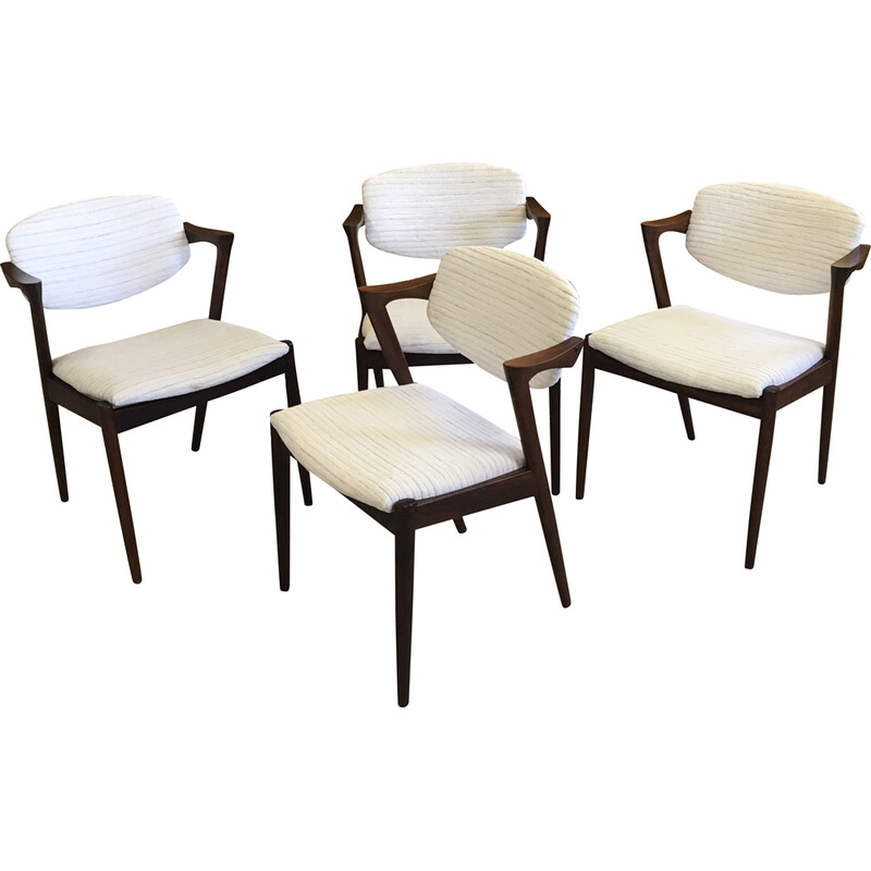 Set van 4 vintage palissander eetkamerstoelen van Kai Kristiansen voor Schous Møbelfabrik, 1960.