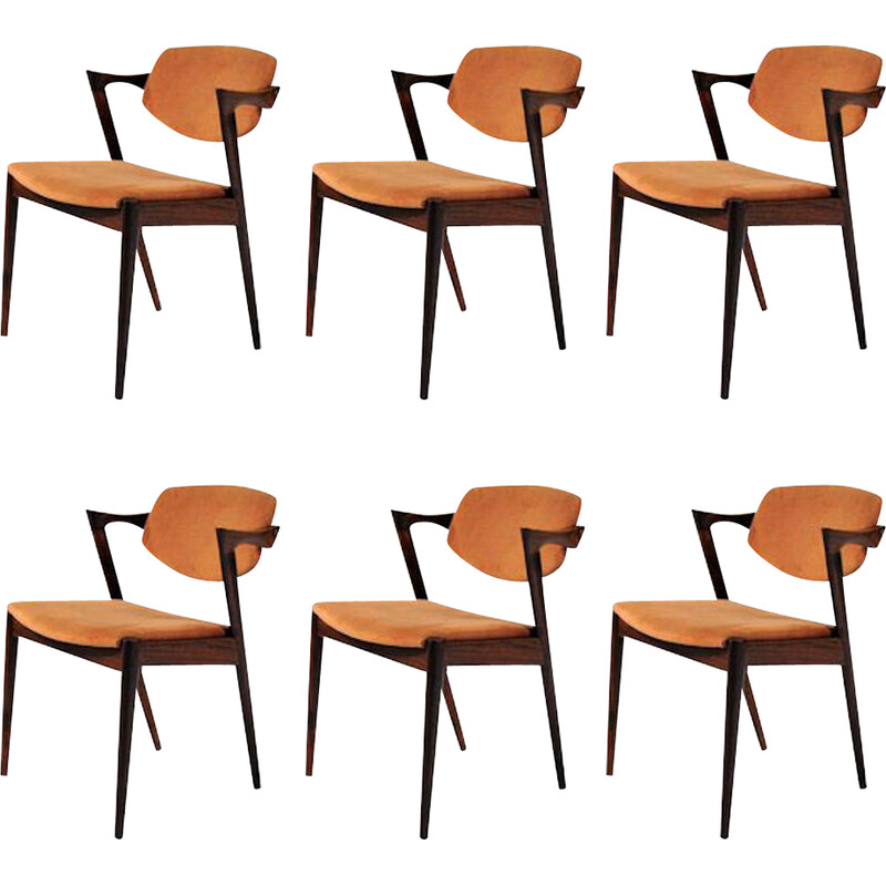 Conjunto de 6 cadeiras de jantar vintage em pau-rosa de Kai Kristiansen para Schous Møbelfabrik, década de 1960