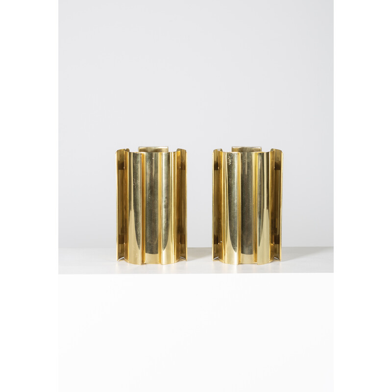 Pair of vintage brass wall lamps by Falkenbergs Belysning, Sweden 1970
