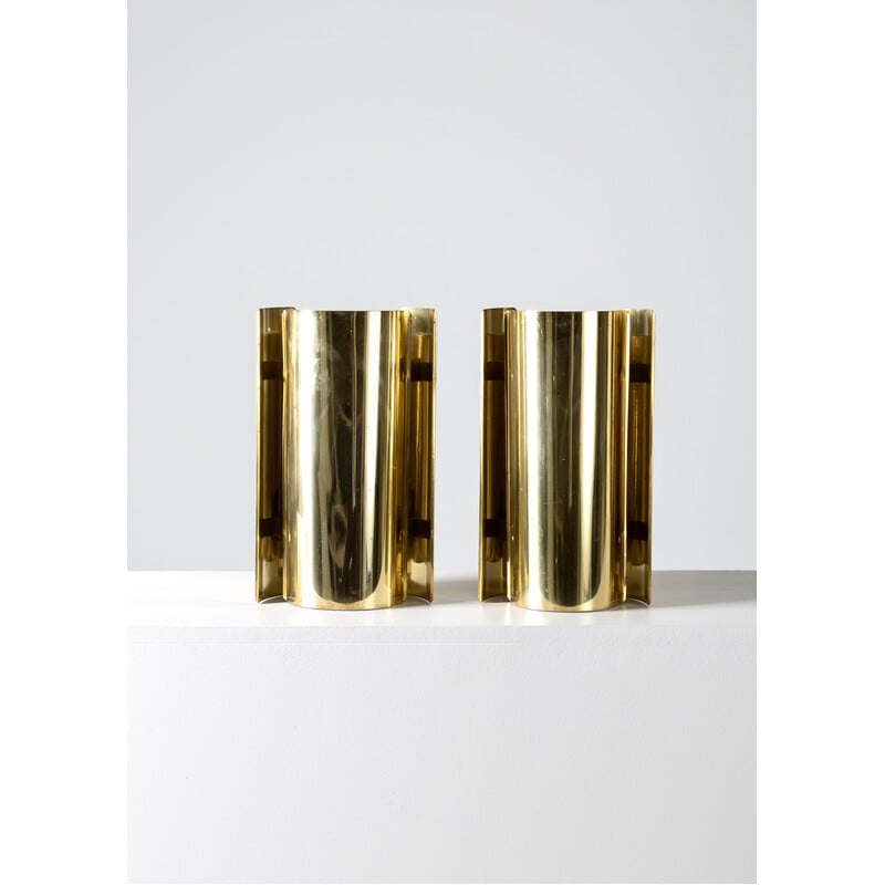 Pair of vintage brass wall lamps by Falkenbergs Belysning, Sweden 1970