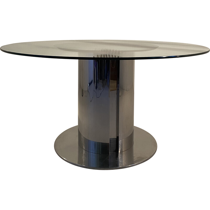 Vintage Cidonio table in chromed steel and glass by Antonia Astori for Cidue, 1968s