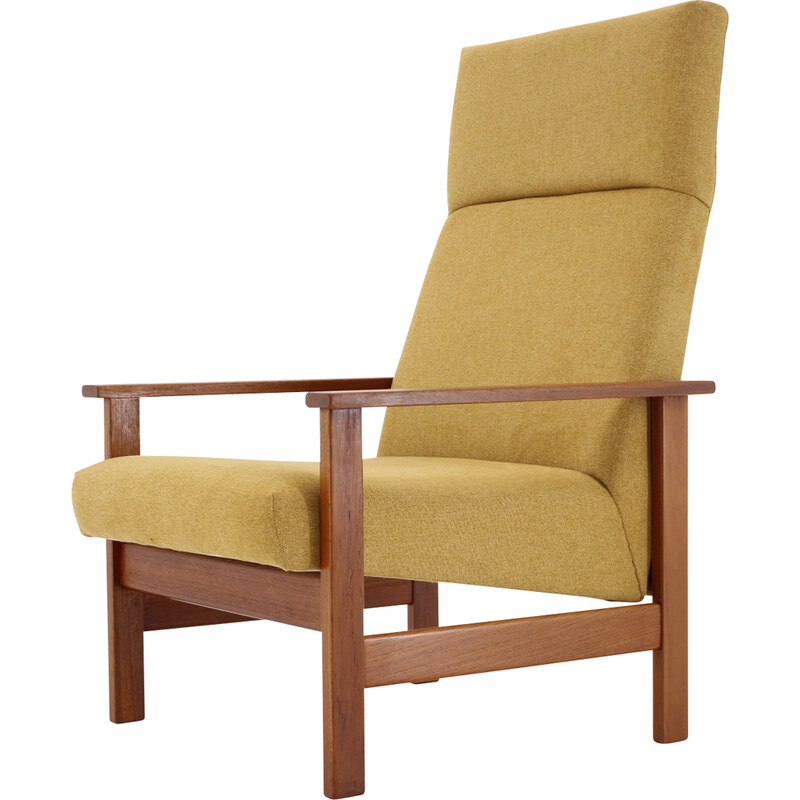 Vintage teak adjustable highback armchair, Denmark 1960s