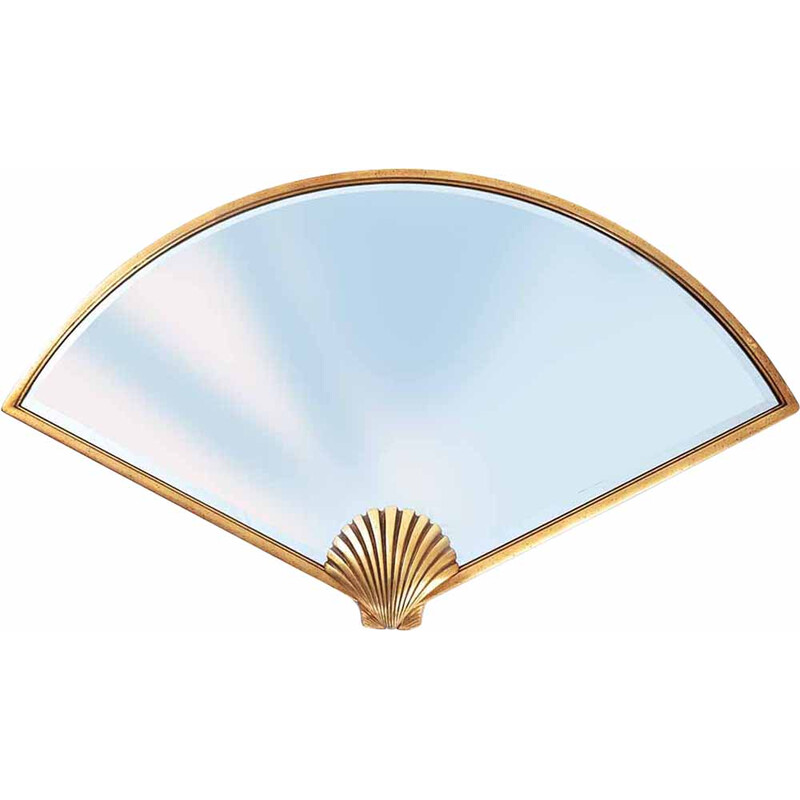 Vintage gilded shell wall mirror by Deknudt, Belgium 1970s