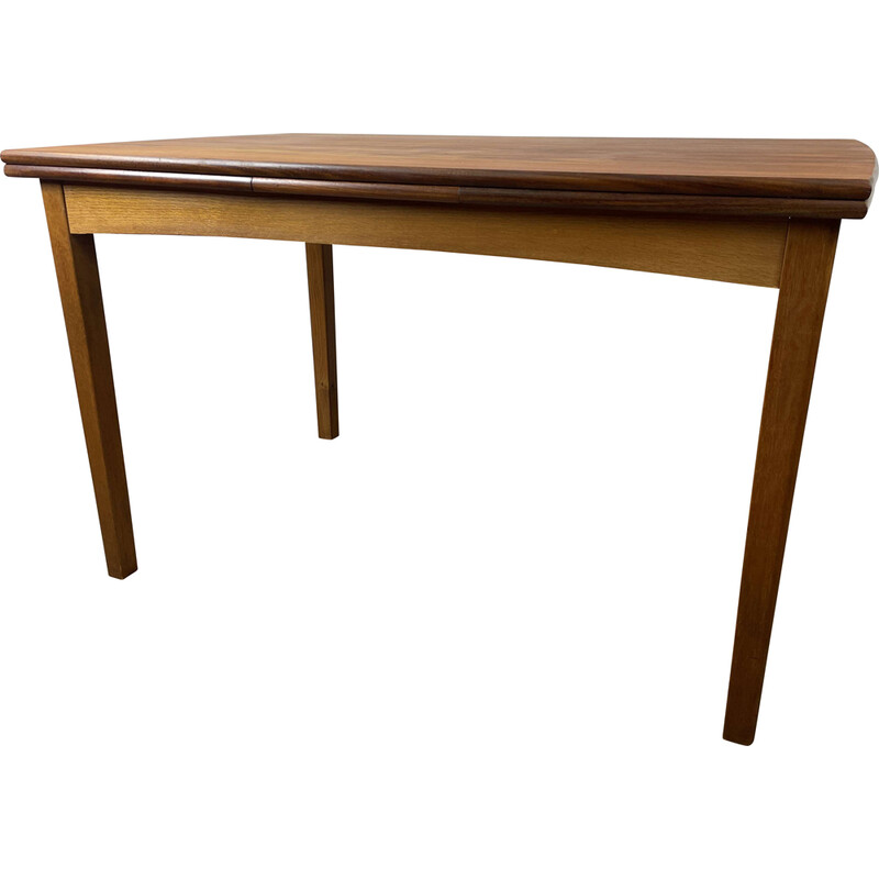 Scandinavian vintage teak table with oakwood extensions, 1960