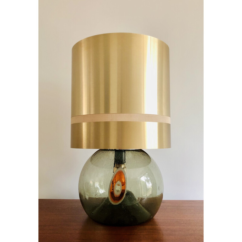Lampe vintage avec base en verre, Italie 1970