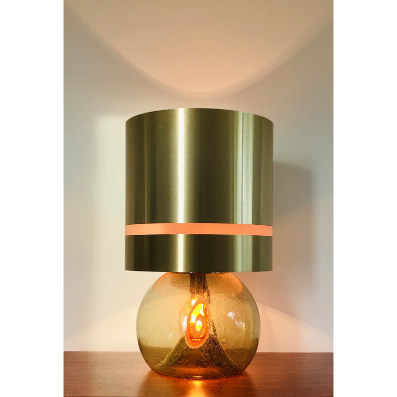 Vintage lamp met glazen voet, Italië 1970