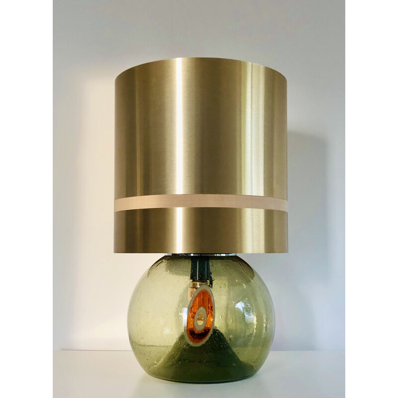 Lámpara vintage con base de cristal, Italia 1970