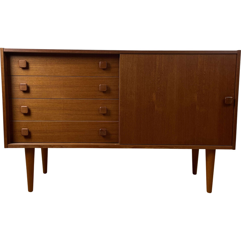 Credenza scandinava vintage in teak con anta scorrevole, 1960