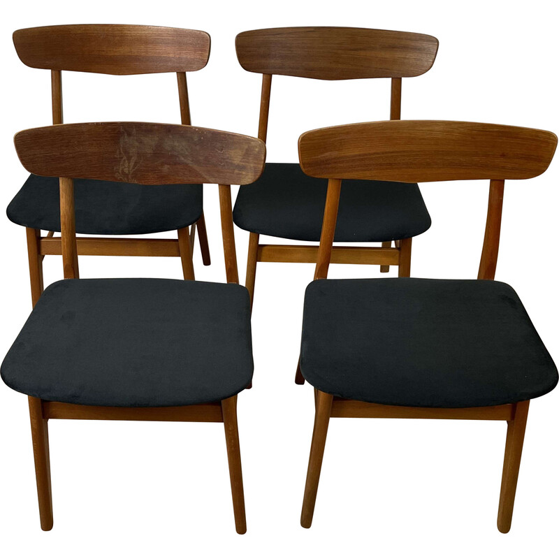 Set van 4 Scandinavische vintage teakhouten stoelen van Findahls Møbelfabrik, Denemarken 1980