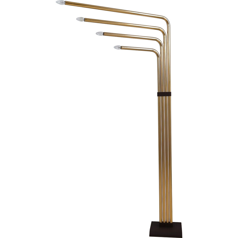 Vintage articulated brass-plated floor lamp by Goffredo Reggiani, Italy 1970