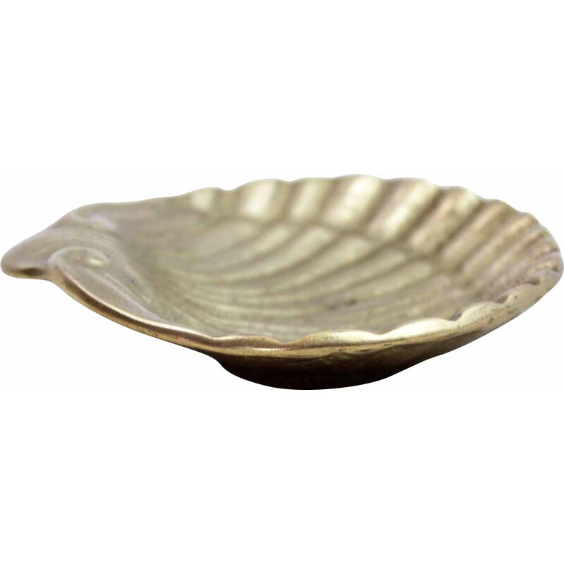 Vintage brass shell pocket tray, 1960