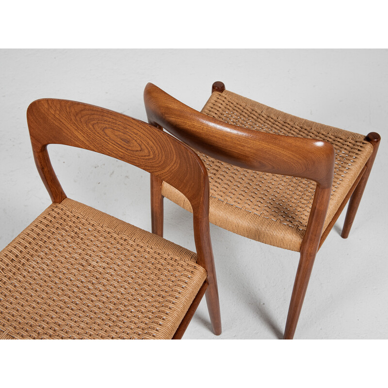 Conjunto de 6 cadeiras dinamarquesas de meados do século 75 de Niels Otto Møller para J.L. Møbelfabrik, década de 1960