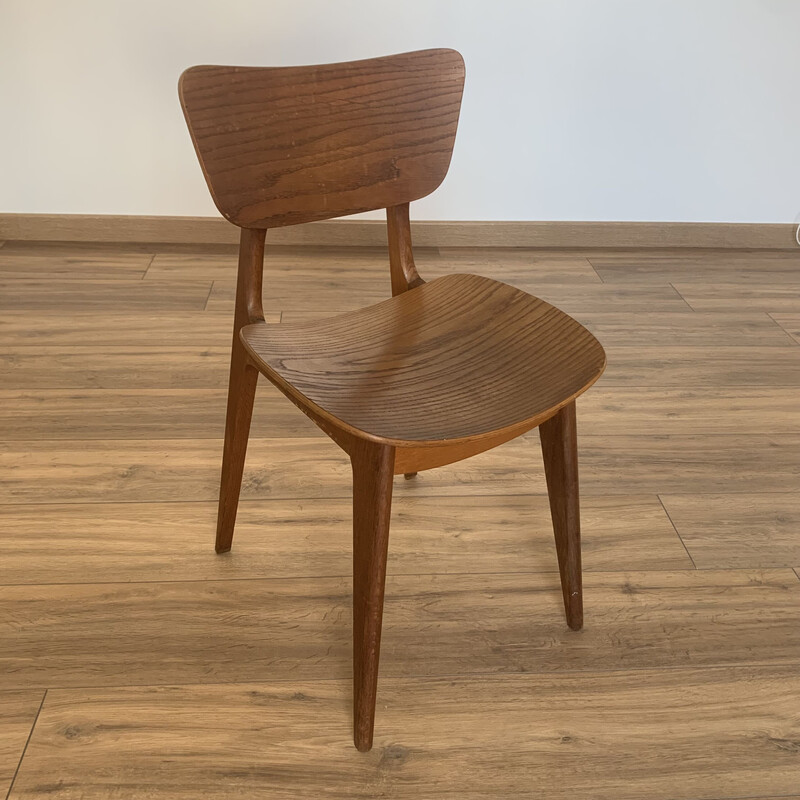 Vintage 6157 wooden chair by Roger Landault, 1950