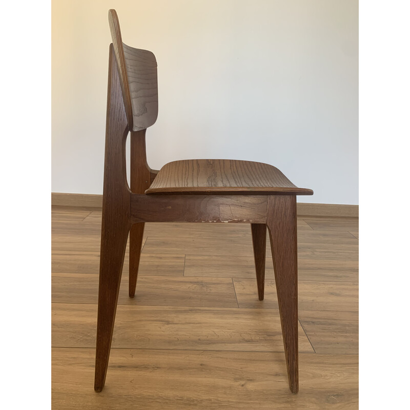 Vintage 6157 wooden chair by Roger Landault, 1950