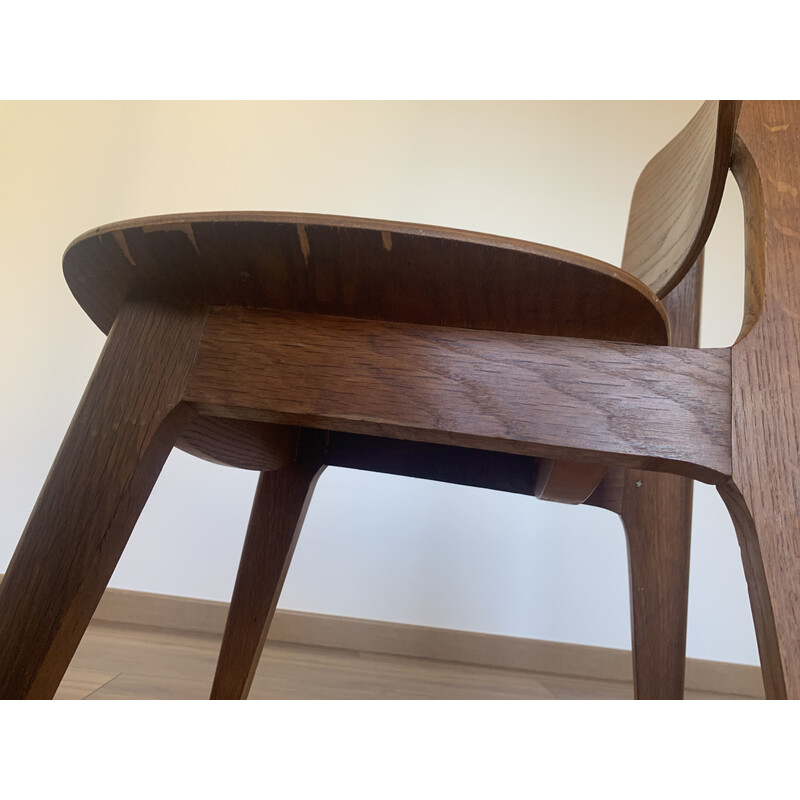 Vintage 6157 houten stoel van Roger Landault, 1950