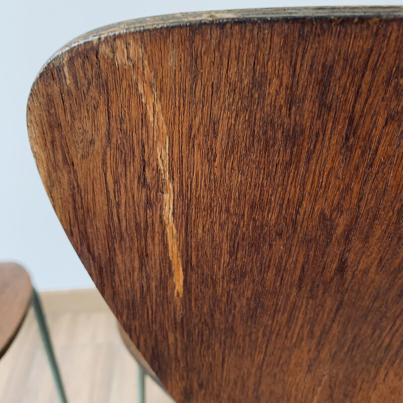 Paar Vintage-Stühle 3107 aus gebogenem Holz von Arne Jacobsen