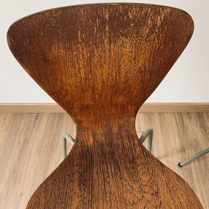 Paar Vintage-Stühle 3107 aus gebogenem Holz von Arne Jacobsen