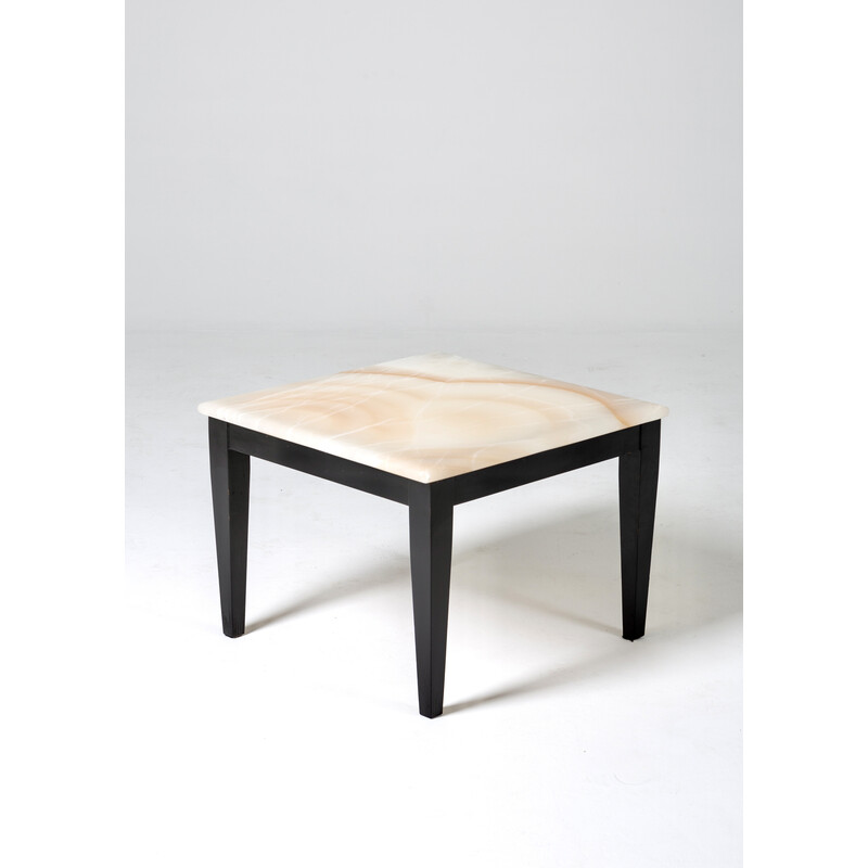 Mesa de madeira e mesa lateral Vintage onyx