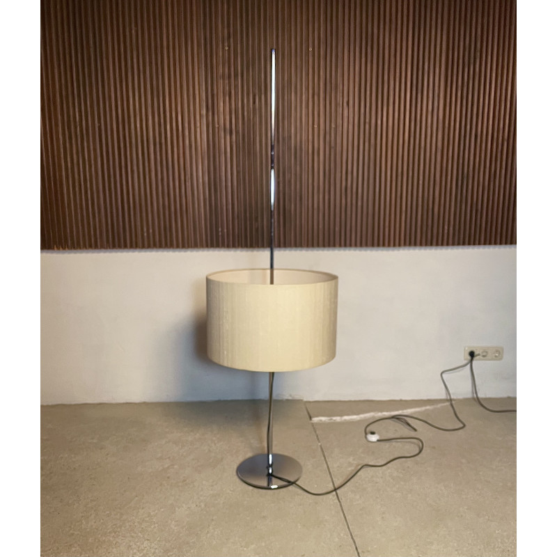 German vintage chromed floor lamp with height-adjustable lampshade by Staff, 1960s