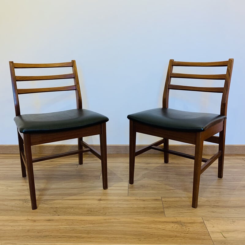 Pair of Scandinavian vintage chairs in wood and imitation, 1960