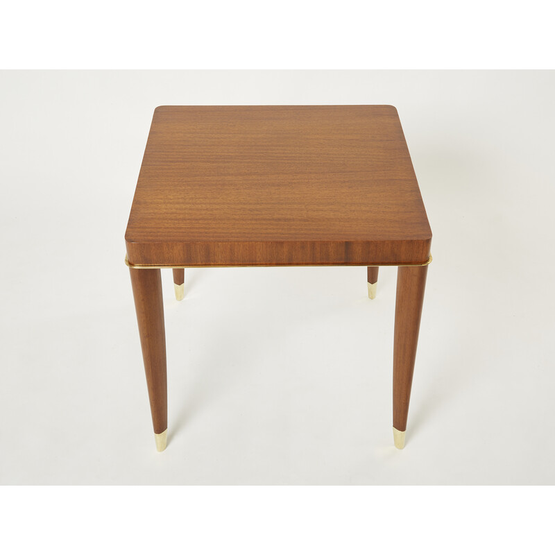 Vintage Art Deco mahogany and brass game table by De Coene, 1930