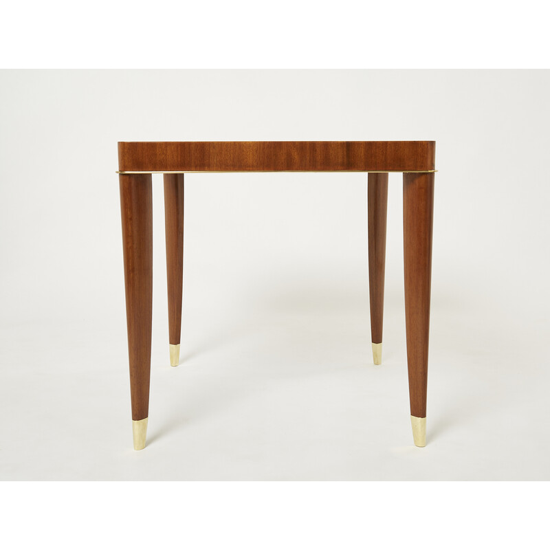 Vintage Art Deco mahogany and brass game table by De Coene, 1930