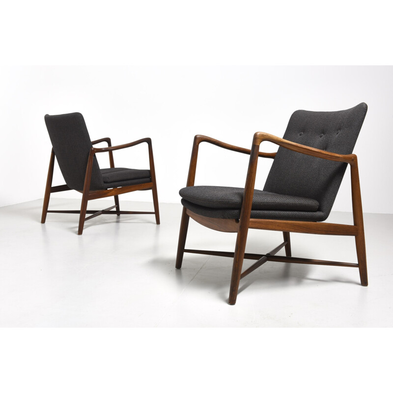 Lot de 2 fauteuils vintage "BO59" Bovirke en palissandre et en tissu, Finn JUHL - 1950