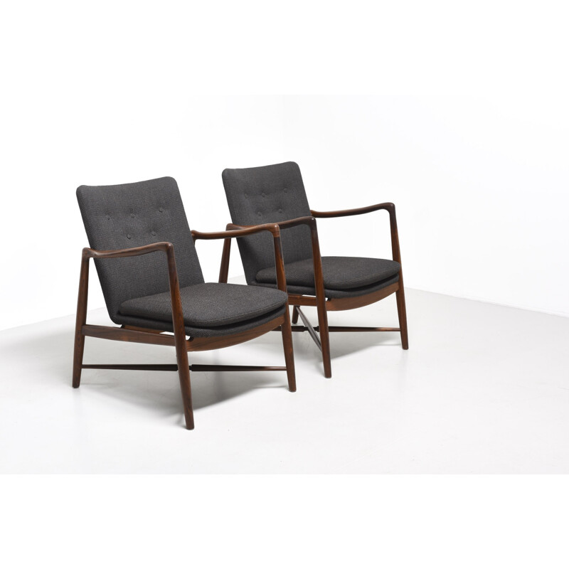 Bovirke set of two "BO59" rosewood and fabric armchairs, Finn JUHL - 1950s