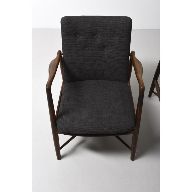 Lot de 2 fauteuils vintage "BO59" Bovirke en palissandre et en tissu, Finn JUHL - 1950