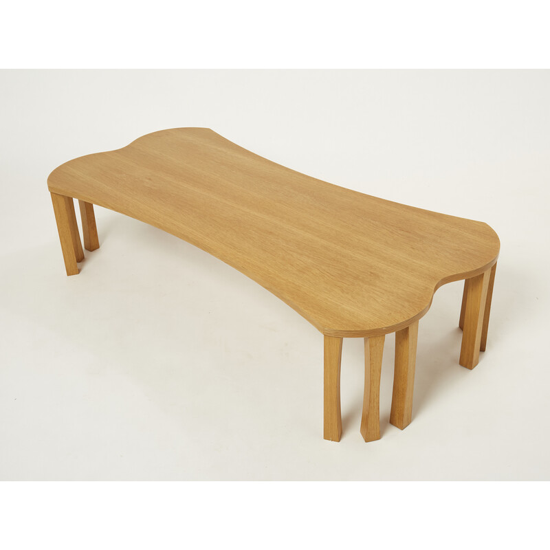 Vintage oakwood coffee table by Vincent Poujardieu, 1992