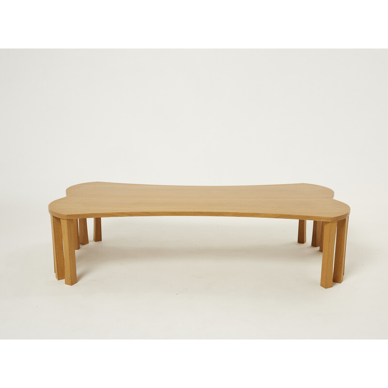 Vintage oakwood coffee table by Vincent Poujardieu, 1992