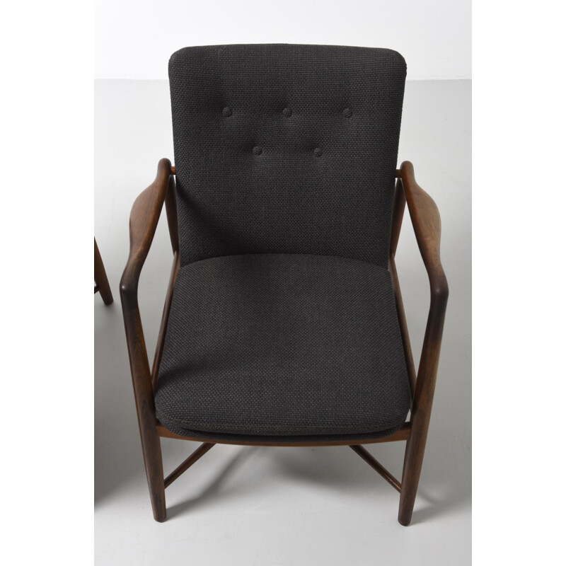 Bovirke set of two "BO59" rosewood and fabric armchairs, Finn JUHL - 1950s