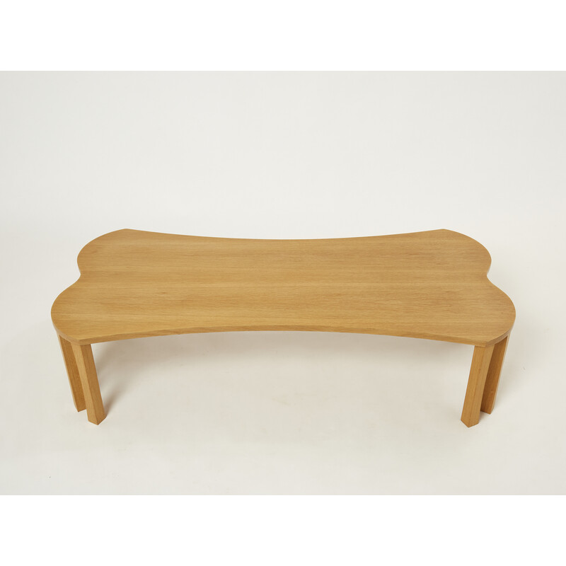 Vintage oakwood coffee table by Vincent Poujardieu, 1992