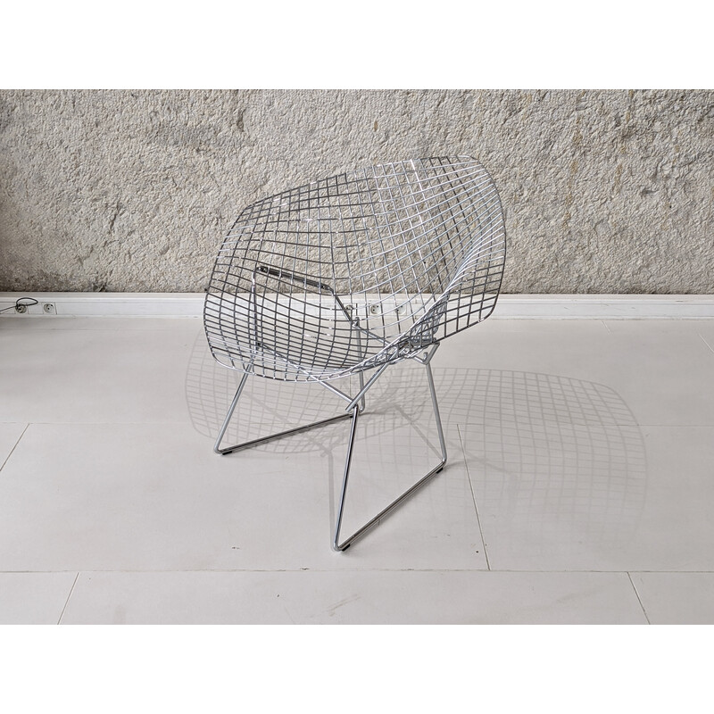 Vintage chrome steel diamond armchair by Harry Bertoia for Knoll, 1970