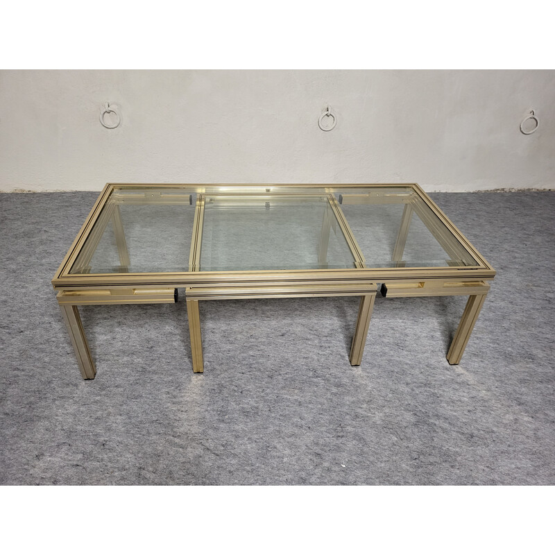 Vintage nesting tables with glass support by Pierre Vandel, 1970
