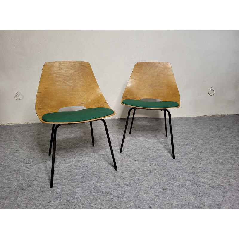 Paire de chaises tonneau Amsterdam vintage par Pierre Guariche pour Steiner, 1950