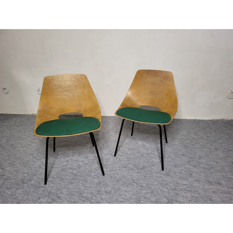 Paar vintage Amsterdamse fauteuils van Pierre Guariche voor Steiner, 1950
