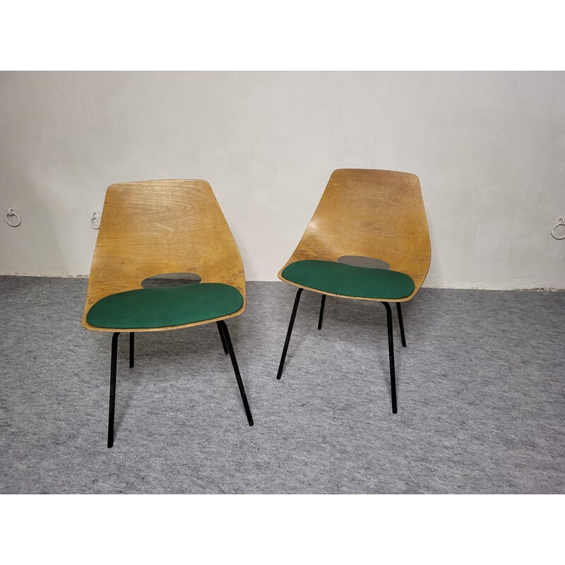 Pair of vintage Amsterdam barrel chairs by Pierre Guariche for Steiner, 1950