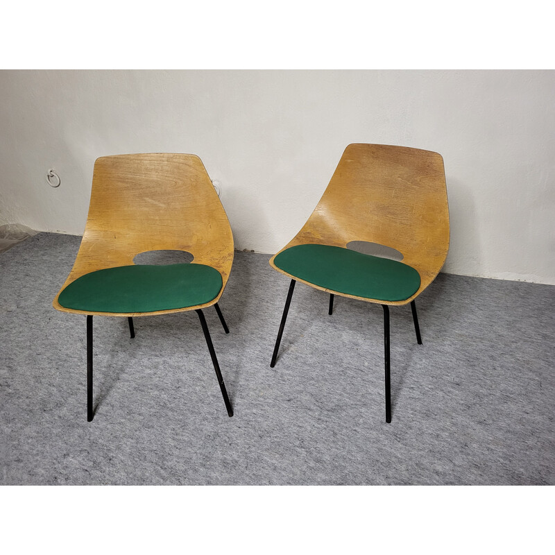 Paar vintage Amsterdamse fauteuils van Pierre Guariche voor Steiner, 1950