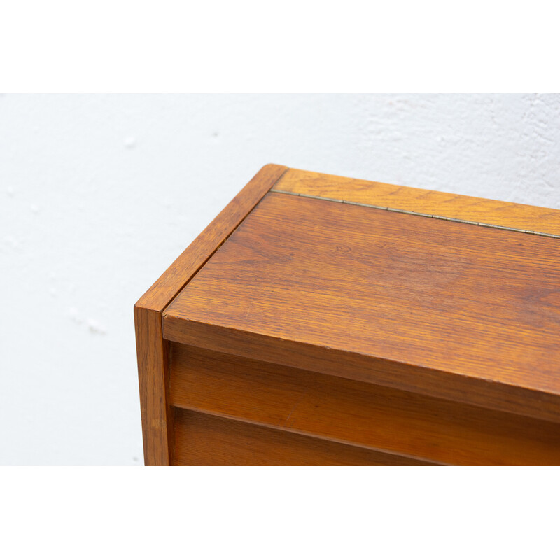 Vintage chest of drawers in oak wood and beech wood, Czechoslovakia 1960