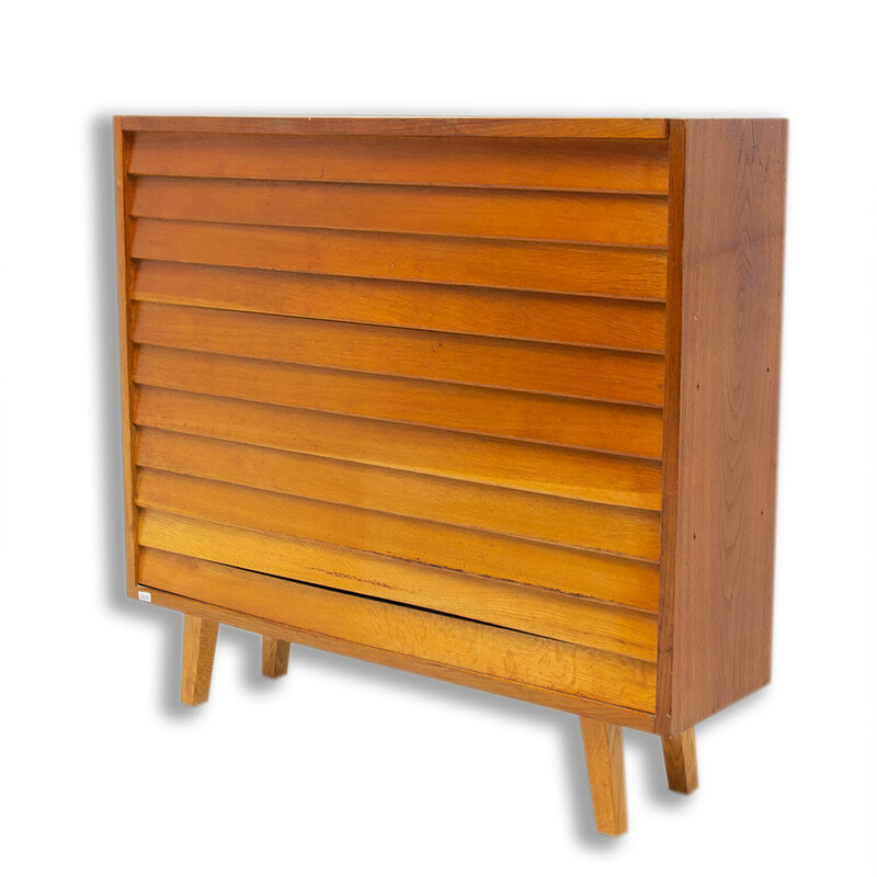 Vintage chest of drawers in oak wood and beech wood, Czechoslovakia 1960