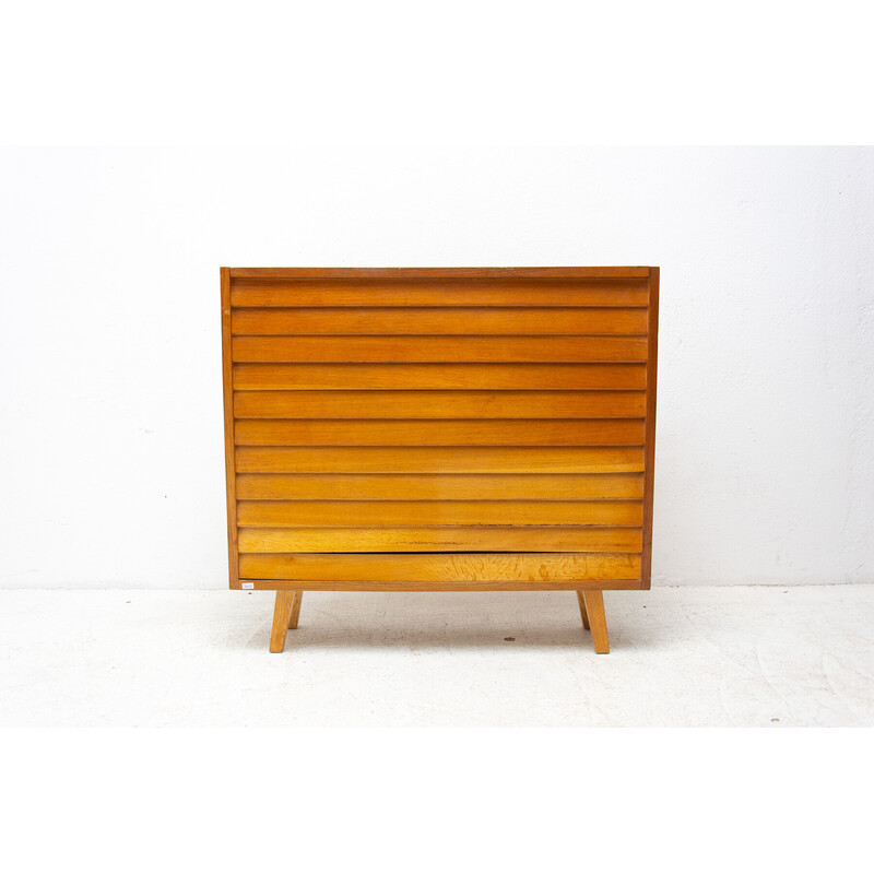 Vintage chest of drawers in oak wood and beech wood, Czechoslovakia 1960