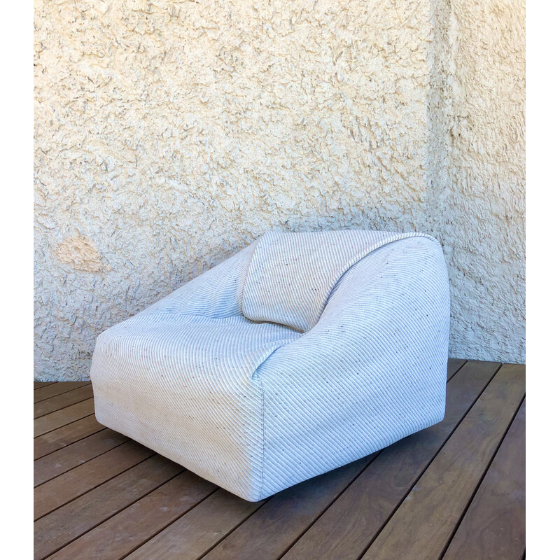 Vintage-Sessel aus gesprenkeltem, ungebleichtem Stoff, Italien 1980