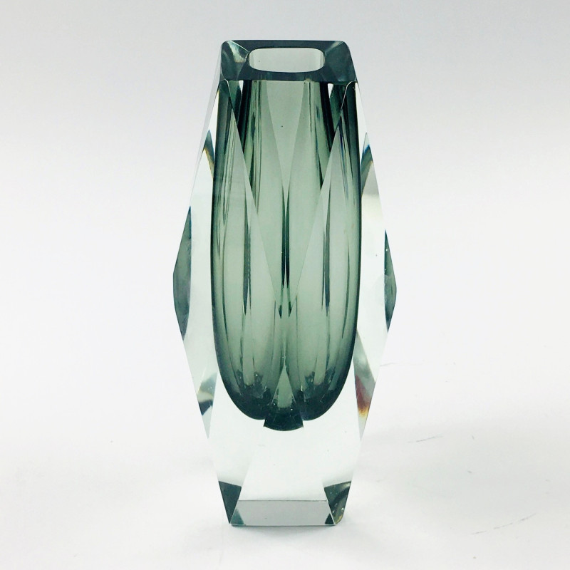 Vase vintage en verre Sommerso à facettes de Murano par Flavio Poli pour Alessandro Mandruzzato, Italie 1960